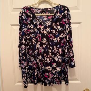 Lane Bryant Swing 3/4-Sleeve Pleat-Front Top, Size 22/24